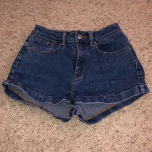 Dark wash mom shorts